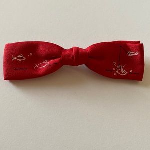 Vintage Arrow Red Fish Fisherman Clip-on Bow Tie